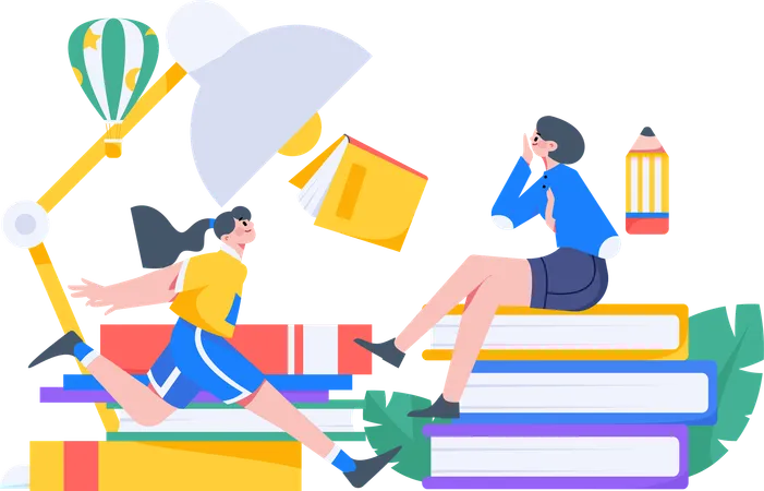 Girl having online learning schedule  Illustration