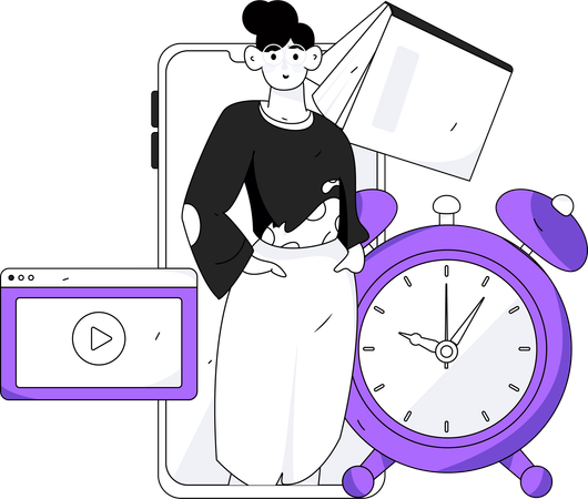 Girl having online learning schedule  Illustration