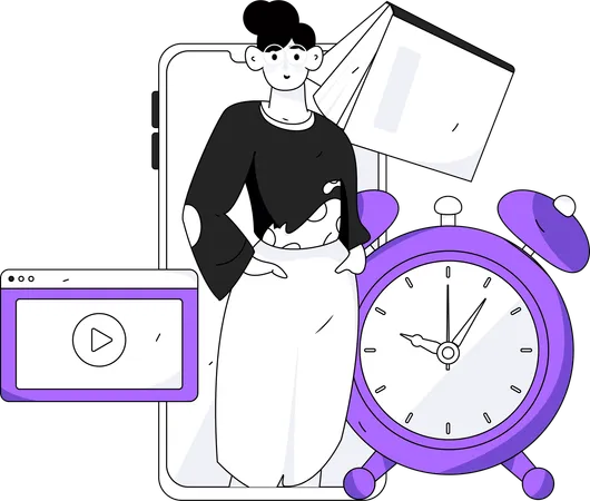 Girl having online learning schedule  Illustration