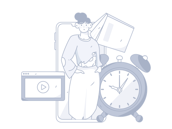 Girl having online learning schedule  Illustration