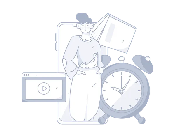 Girl having online learning schedule  Illustration