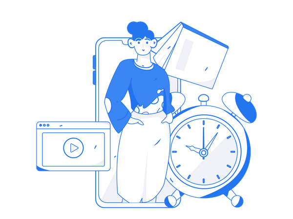 Girl having online learning schedule  Illustration