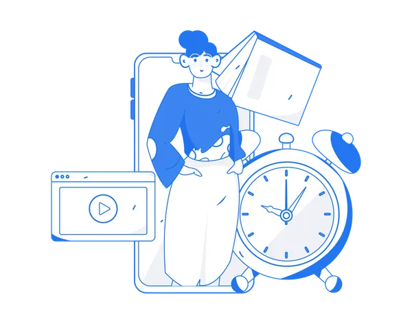 Girl having online learning schedule  Illustration