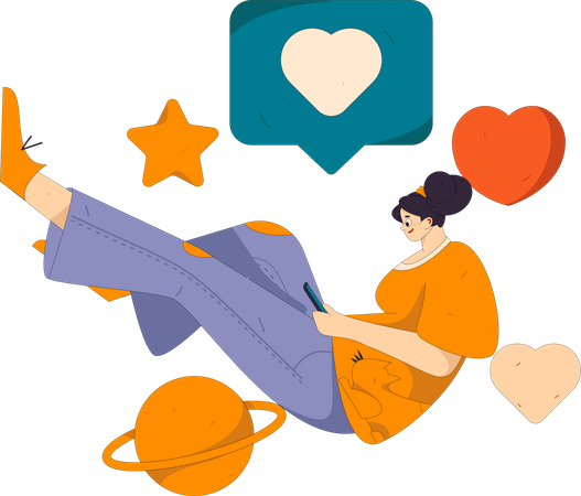 Girl having online romantic chat  Illustration
