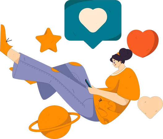 Girl having online romantic chat  Illustration