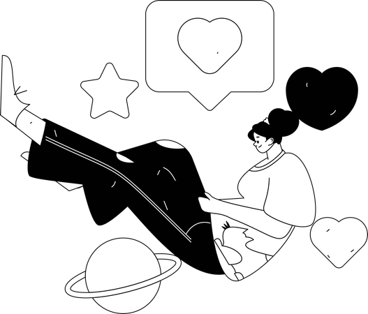 Girl having online romantic chat  Illustration