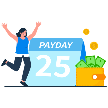 Girl having payday joy  Illustration