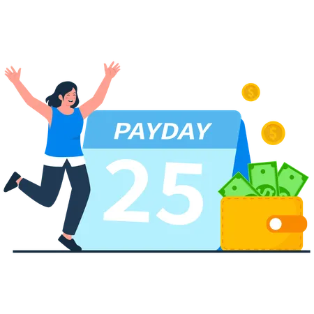Girl having payday joy  Illustration