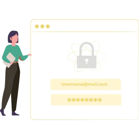 Girl having protected Account  Illustration