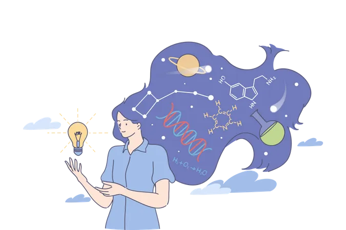 Girl having science idea  Illustration