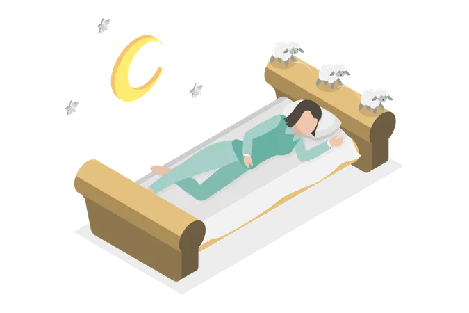 3 D Isometric Flat Vector Conceptual Illustration Of Insomnia Sleeplessness Or Sleep Disorder Illustration
