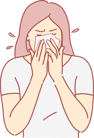 Girl having sneeze  Illustration