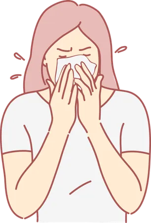 Girl having sneeze  Illustration