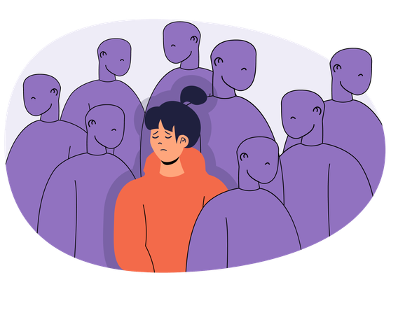 Girl having social fear  Illustration