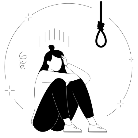 Girl having Suicidal Thought  Illustration