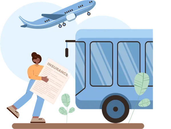 Girl having travel insurance  Illustration