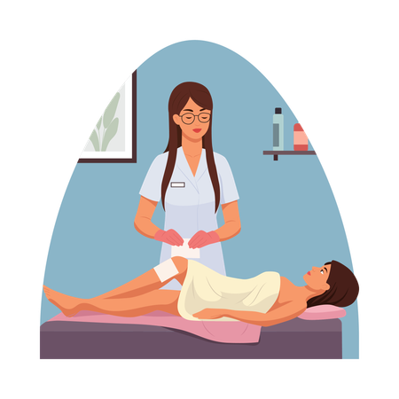 Girl having waxing session  Illustration