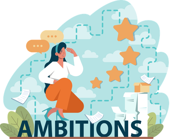 Girl having work ambitions  Illustration