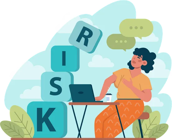 Girl having work risk  Illustration