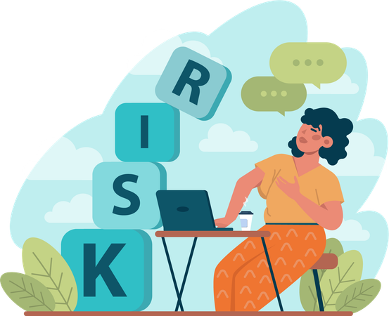 Girl having work risk  Illustration