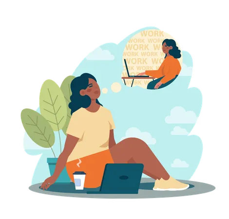 Outsourcing Concept Telework And Project Delegation Employee Work From Home Or Globaly Digital Nomad Idea Flat Vector Illustration 일러스트레이션