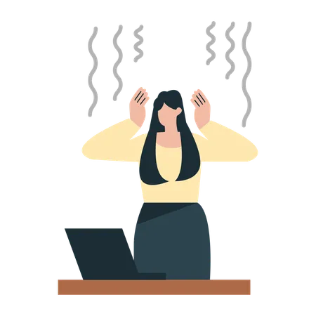 Girl having work stress  Illustration