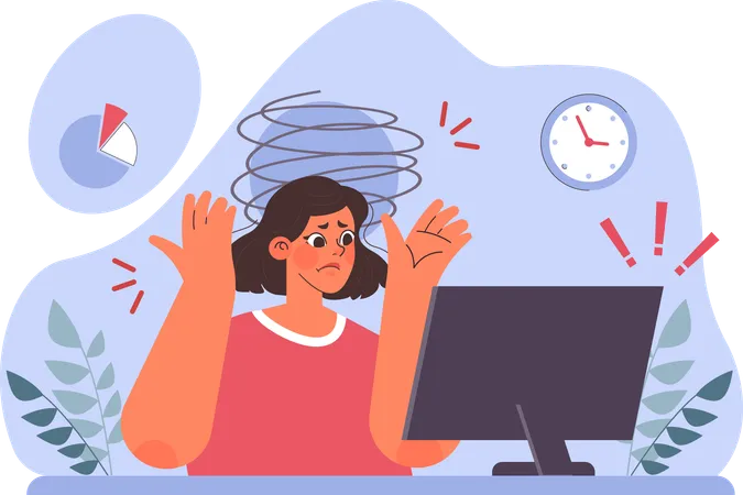 Girl having work stress  Illustration