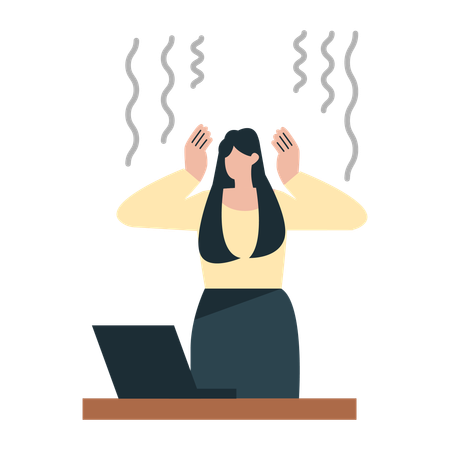 Girl having work stress  Illustration