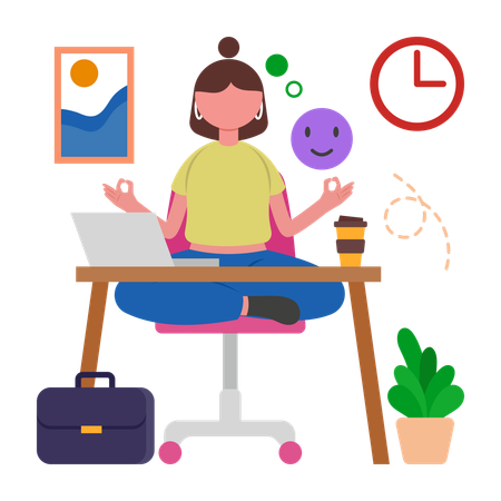 Girl having Workplace Wellness  Illustration