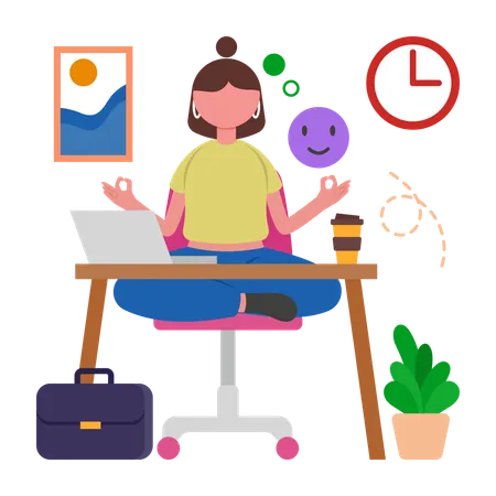 Girl having Workplace Wellness  Illustration