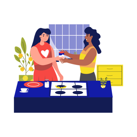 Girl helping in cooking  Illustration