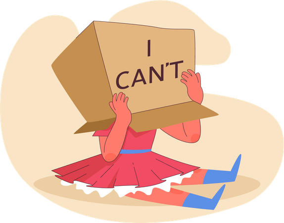 Girl hide face using box  Illustration