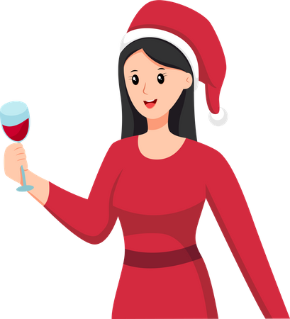 Girl hold wine glass  Illustration