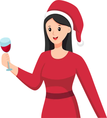 Girl hold wine glass  Illustration