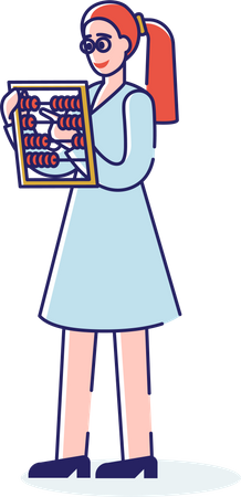 Girl holding abacus Illustration