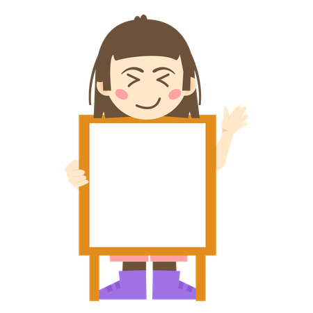 Girl holding advertisement board  Illustration