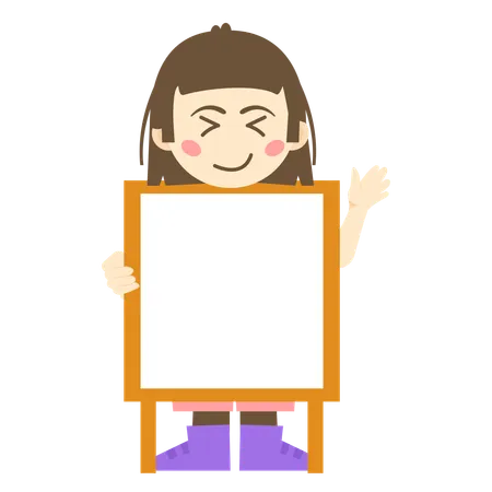 Girl holding advertisement board  Illustration