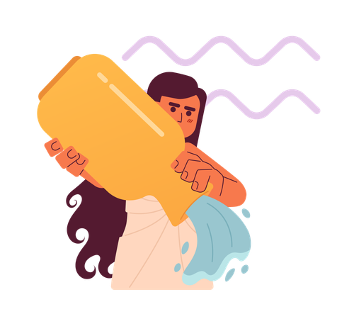 Girl holding amphora and pours water  Illustration