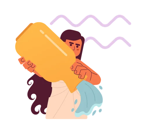 Girl holding amphora and pours water  Illustration