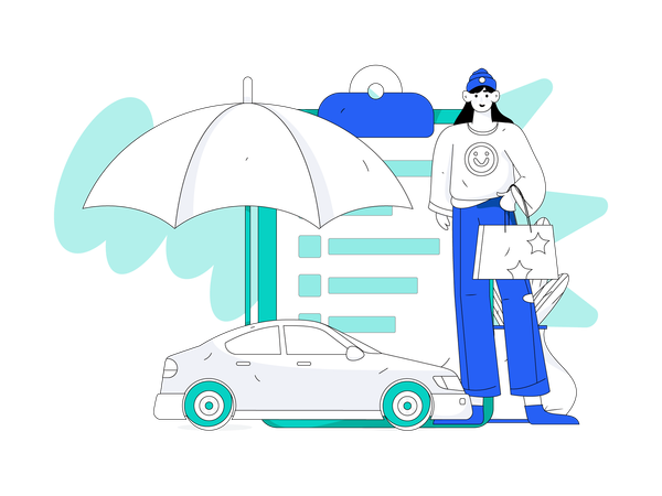 Girl holding bag  Illustration