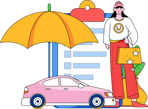 Girl holding bag  Illustration