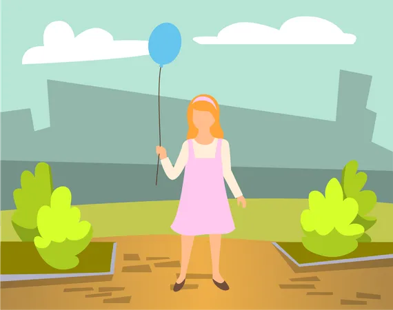 Girl holding balloon  Illustration