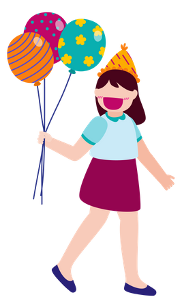 Girl holding balloon  Illustration