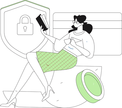 Girl holding bank book  Illustration