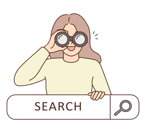 Girl holding binocular and searching  Illustration