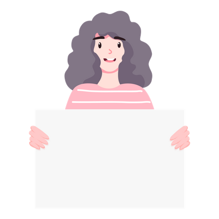 Girl holding blank board  Illustration