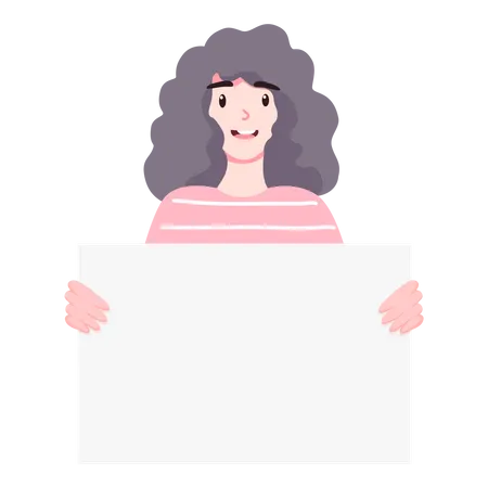 Girl holding blank board  Illustration