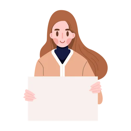 Girl holding blank board  Illustration