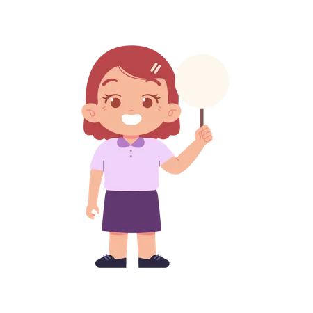 Girl Holding Blank Board In Right Hand  Illustration