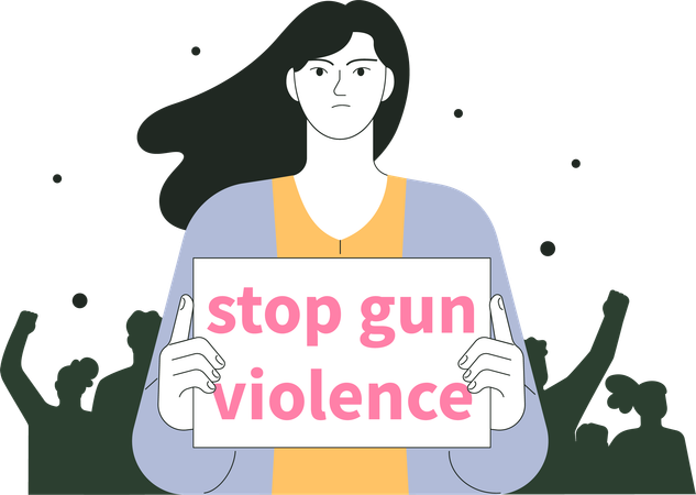 Girl holding board of stop violence  イラスト